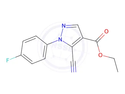 Chemical structure of Ethyl 5-cyano-1-(4-fluorophenyl)-1H-pyrazole-4-carboxylate