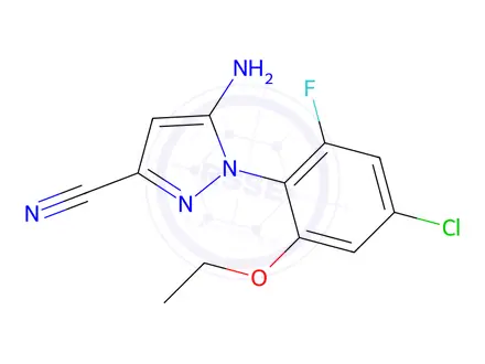 Chemical structure of 5-Amino-1-(4-chloro-2-ethoxy-6-fluorophenyl)-1H-pyrazole-3-carbonitrile