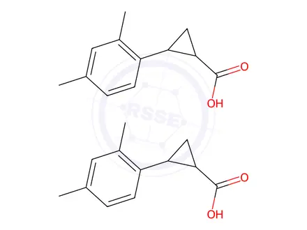 Chemical structure of (1R,2R)-2-(2,4-dimethylphenyl)cyclopropane-1-carboxylic acid