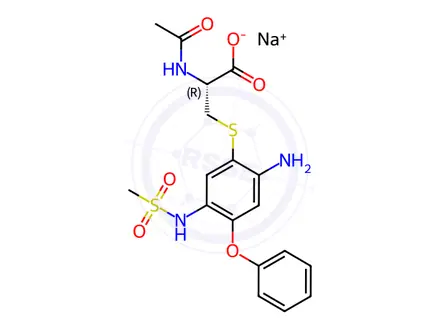 Chemical structure of Amino Nimesulide NAC Adduct Sodium Salt