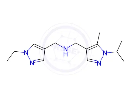 Chemical structure of 1-(1-ethyl-1H-pyrazol-4-yl)-N-[(1-isopropyl-5-methyl-1H-pyrazol-4-yl)methyl]methanamine
