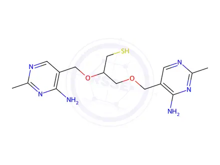 Chemical structure of 2,3-Bis((4-amino-2-methylpyrimidin-5-yl)methoxy)propane-1-thiol