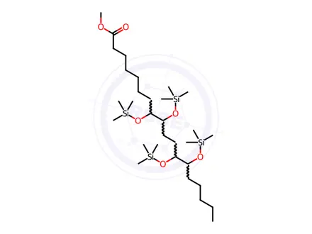 Chemical structure of 8,9,12,13-Tetrakis[(trimethylsilyl)oxy]octadecanoic acid methyl ester