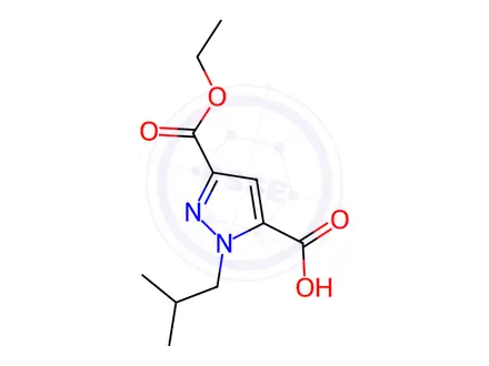 Chemical structure of 3-(ethoxycarbonyl)-1-isobutyl-1H-pyrazole-5-carboxylic acid