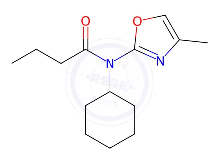Chemical structure of N-Cyclohexyl-N-(4-methyloxazol-2-yl)butyramide