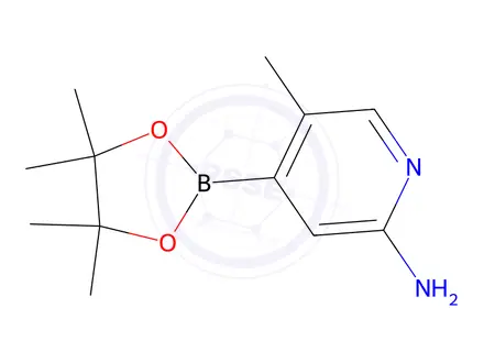 Chemical structure of 5-Methyl-4-(4,4,5,5-tetramethyl-1,3,2-dioxaborolan-2-yl)pyridin-2-amine
