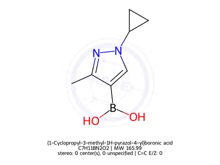 Chemical structure of (1-Cyclopropyl-3-methyl-1H-pyrazol-4-yl)boronic acid
