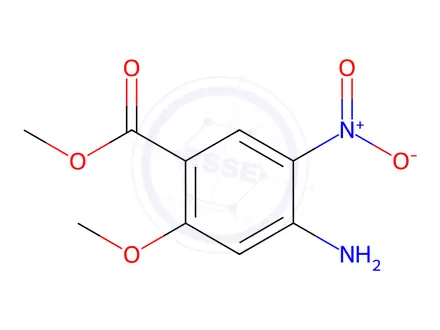 Chemical structure of methyl 4-amino-2-methoxy-5-nitrobenzoate