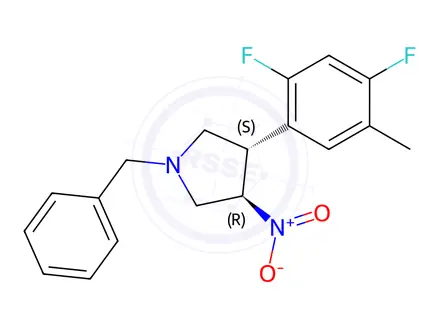 Chemical structure of (3S,4R)-1-Benzyl-3-(2,4-difluoro-5-methylphenyl)-4-nitropyrrolidine