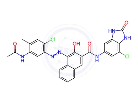 Chemical structure of 4-[[5-(acetylamino)-2-chloro-4-methylphenyl]azo]-N-(7-chloro-2,3-dihydro-2-oxo-1H-benzimidazol-5-yl)-3-hydroxynaphthalene-2-carboxamide