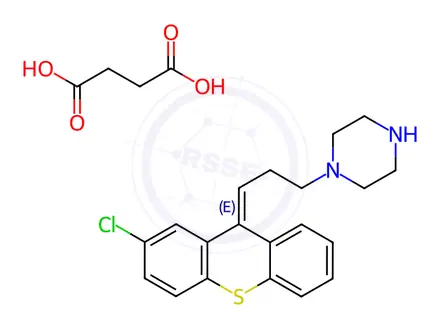 Chemical structure of 1-[3-(2-Chlorothioxanthen-9-ylidene)propyl]piperazine Succinate