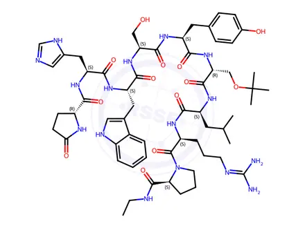 Chemical structure of Buserelin Impurity 5 (Buserelin EP Impurity E) ([1-(5-oxo-D-Proline)]Buserelin)