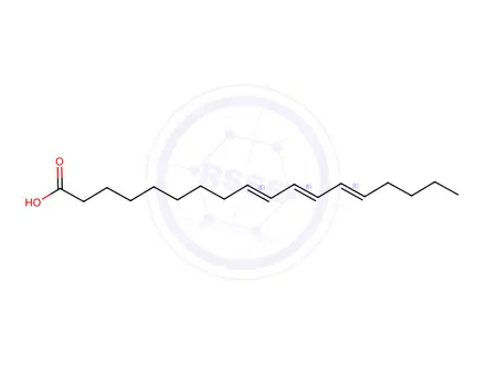 Chemical structure of (9E,11E,13E)-9,11,13-Octadecatrienoic Acid