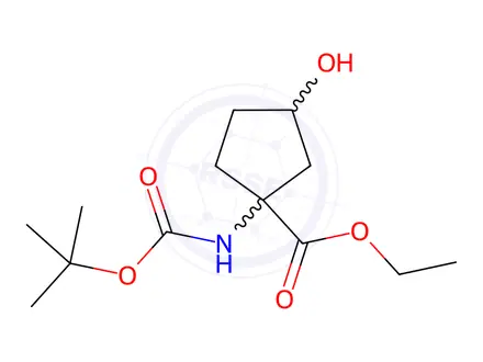 Chemical structure of ethyl 3-hydroxy-1-[(2-methylpropan-2-yl)oxycarbonylamino]cyclopentane-1-carboxylate