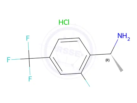 Chemical structure of (R)-1-(2-Fluoro-4-(trifluoromethyl)phenyl)ethan-1-amine hydrochloride