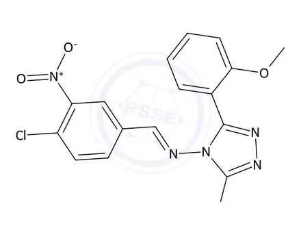 Chemical structure of 4-((4-Chloro-3-nitrobenzylidene)amino)-3-(2-methoxyphenyl)-1H-1,2,4-triazole-5(4H)-thione