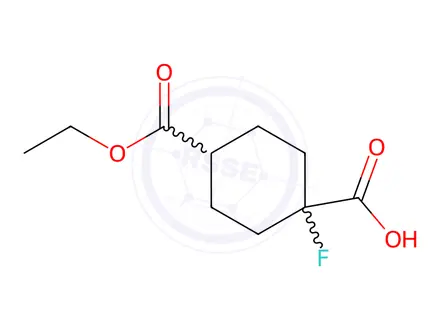 Chemical structure of 4-(Ethoxycarbonyl)-1-fluorocyclohexane-1-carboxylic acid