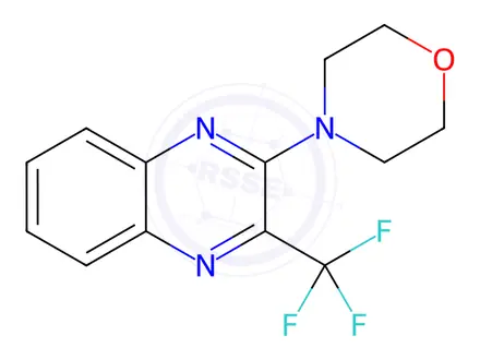 Chemical structure of 2-morpholino-3-(trifluoromethyl)quinoxaline
