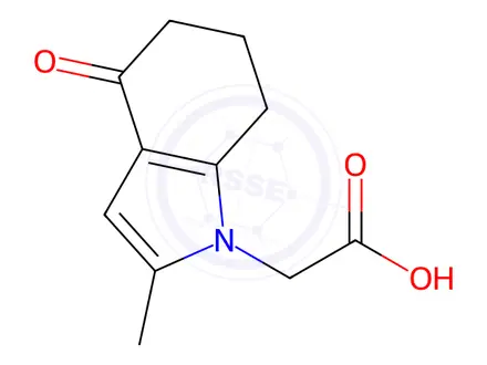 Chemical structure of 2-(2-Methyl-4-oxo-4,5,6,7-tetrahydro-1H-indol-1-yl)acetic acid