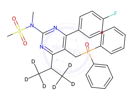 Chemical structure of Diphenyl[4-(4-Fluorophenyl)-6-isopropyl-2-(N-methylmethylsulfonyl)amino-pyrimidin-5-yl-methyl]phosphine Oxide-d6