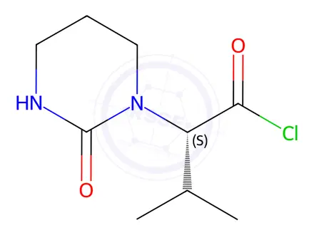 Chemical structure of (S)-Tetrahydro-α-(1-methylethyl)-2-oxo-1(2H)-pyrimidineacetyl Chloride