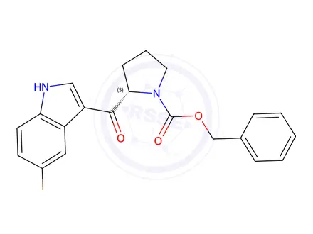 Chemical structure of (S)-benzyl 2-(5-bromo-1H-indole-3-carbonyl)pyrrolidine-1-carboxylate