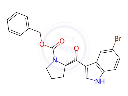 Chemical structure of benzyl 2-(5-broMo-1H-indole-3-carbonyl)pyrrolidine-1-carboxylate