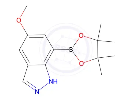 Chemical structure of 5-Methoxy-7-(4,4,5,5-tetramethyl-1,3,2-dioxaborolan-2-yl)-1H-indazole