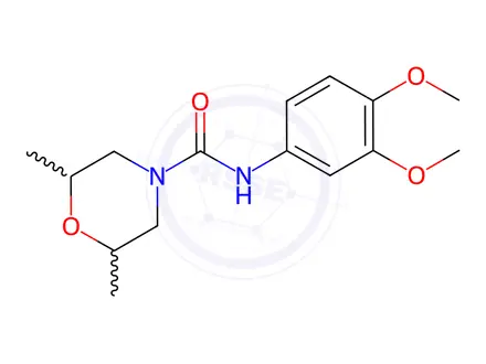 Chemical structure of N-(3,4-dimethoxyphenyl)-2,6-dimethylmorpholine-4-carboxamide