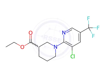 Chemical structure of ethyl 1-[3-chloro-5-(trifluoromethyl)pyridin-2-yl]piperidine-3-carboxylate