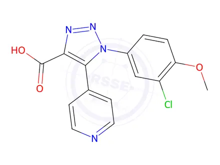 Chemical structure of 1-(3-chloro-4-methoxyphenyl)-5-pyridin-4-yl-1H-1,2,3-triazole-4-carboxylic acid