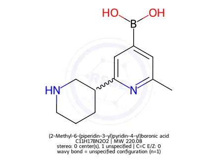 Chemical structure of (2-Methyl-6-(piperidin-3-yl)pyridin-4-yl)boronic acid