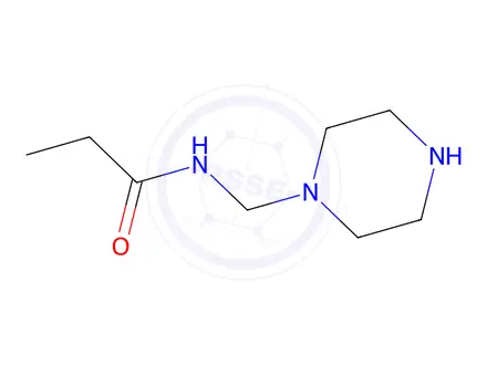 Chemical structure of Propanamide, N-(1-piperazinylmethyl)-(9CI)