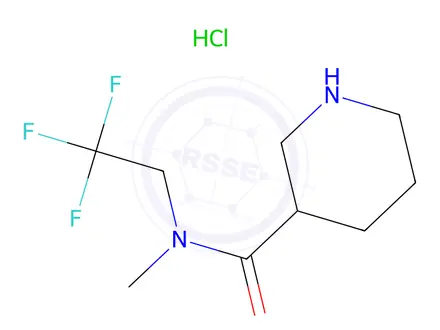 Chemical structure of N-methyl-N-(2,2,2-trifluoroethyl)piperidine-3-carboxamide hydrochloride