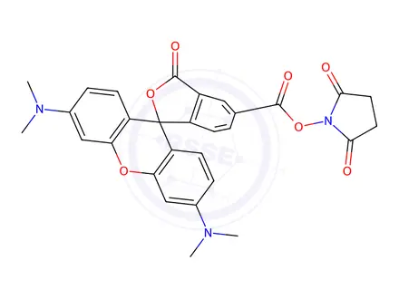 Chemical structure of 5-TAMRA NHS ester