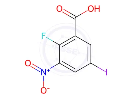 Chemical structure of Benzoic acid, 2-fluoro-5-iodo-3-nitro-