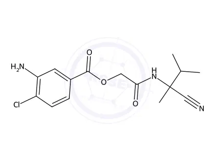 Chemical structure of 2-((2-Cyano-3-methylbutan-2-yl)amino)-2-oxoethyl 3-amino-4-chlorobenzoate