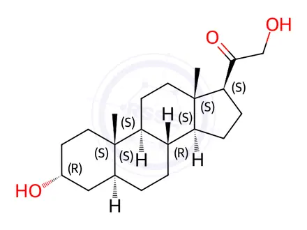 Chemical structure of 3alpha,21-Dihydroxy-5alpha-pregnan-20-one