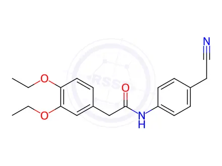 Chemical structure of N-(4-(cyanomethyl)phenyl)-2-(3,4-diethoxyphenyl)acetamide