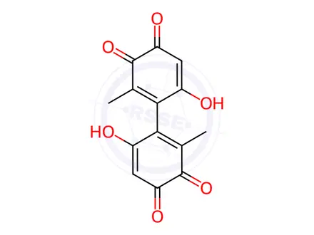 Chemical structure of 5,5'-Dihydroxy-3,3'-dimethyl-2,2'-bi(1,4-benzoquinone)