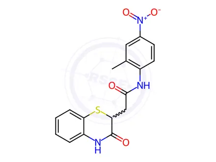 Chemical structure of N-(2-methyl-4-nitrophenyl)-2-(3-oxo-3,4-dihydro-2H-benzo[b][1,4]thiazin-2-yl)acetamide