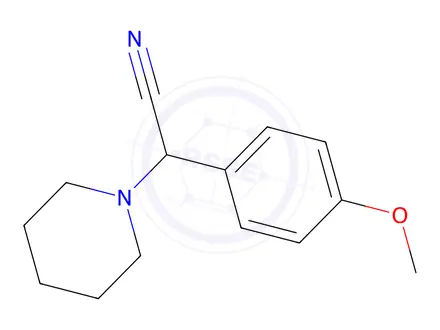 Chemical structure of 2-(4-Methoxyphenyl)-2-(piperidin-1-yl)acetonitrile