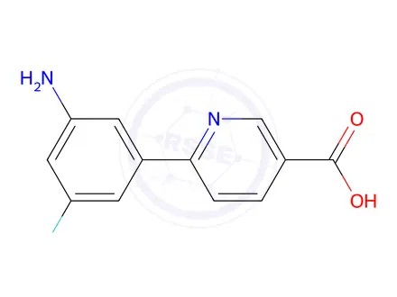 Chemical structure of 6-(3-Amino-5-fluorophenyl)nicotinic acid
