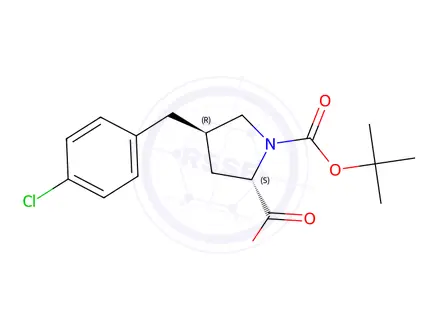 Chemical structure of (2S,4R)-1-(tert-Butoxycarbonyl)-4-(4-chlorobenzyl)pyrrolidine-2-carboxylic acid