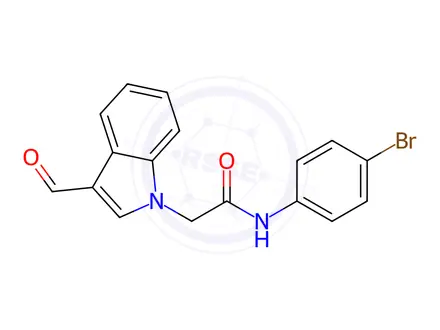 Chemical structure of N-(4-bromophenyl)-2-(3-formyl-1H-indol-1-yl)acetamide