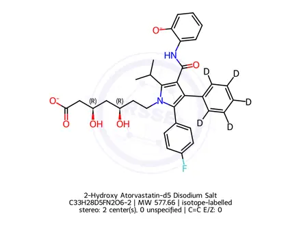 Chemical structure of 2-Hydroxy Atorvastatin-d5 Disodium Salt
