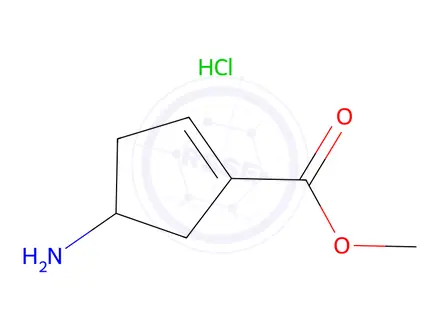 Chemical structure of 4-Amino-cyclopent-1-enecarboxylic acid methyl ester hydrochloride
