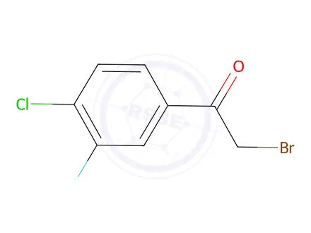 Chemical structure of 2-Bromo-1-(4-chloro-3-fluorophenyl)ethan-1-one