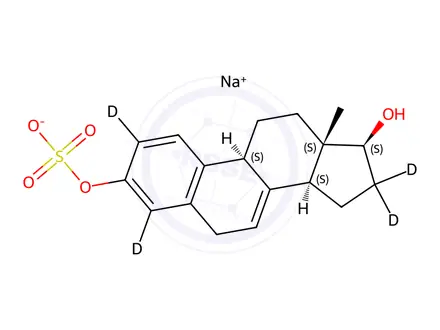 Chemical structure of 17β-Dihydro Equilin-2,4,16,16-D4 3-Sulfate Sodium Salt