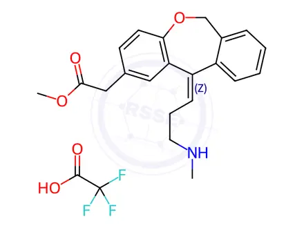 Chemical structure of N-Desmethyl Olopatadine Methyl Ester Trifluoroacetic Acid Salt